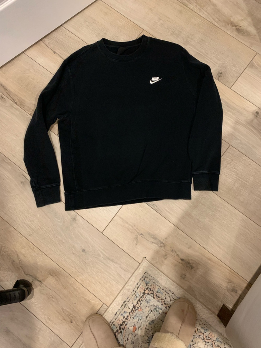 Nike Black Crewneck Sweatshirt with White Swoosh